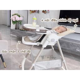 (THANH LÝ)Ghế ăn dặm Honper điều chỉnh độ cao, điều chỉnh độ ngả, gấp gọn, có bánh xe cực chắc chắn bảo hành 2 năm 5