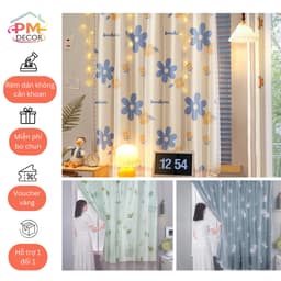 Rèm cửa dán tường không cần khoan đục nhiều họa tiết PM DECOR, rèm cản nắng, cản gió,cản tia UV 2