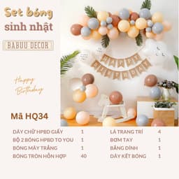 Set bóng trang trí sinh nhật kèm combo chibi chủ đề sóc nâu theo phong cách Hàn Quốc cho bé HQ34 3