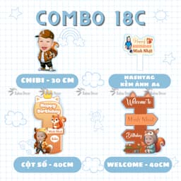 Set bóng trang trí sinh nhật kèm combo chibi chủ đề sóc nâu theo phong cách Hàn Quốc cho bé HQ34 4
