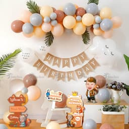 Set bóng trang trí sinh nhật kèm combo chibi chủ đề sóc nâu theo phong cách Hàn Quốc cho bé HQ34 1