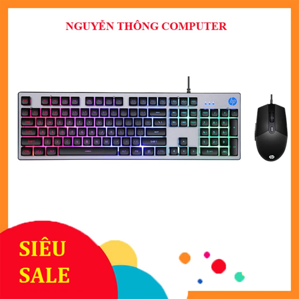 Bộ bàn phím và chuột Gaming giả cơ HP KM300F gaming  kim loại led màu