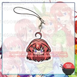(mua 1 tặng 1) Móc dây treo điện thoại Gotoubun No Hanayome ver MẮT ĐẬU in hình Nhà có 5 nàng dâu anime chibi mica 7