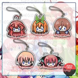 (mua 1 tặng 1) Móc dây treo điện thoại Gotoubun No Hanayome ver MẮT ĐẬU in hình Nhà có 5 nàng dâu anime chibi mica 1