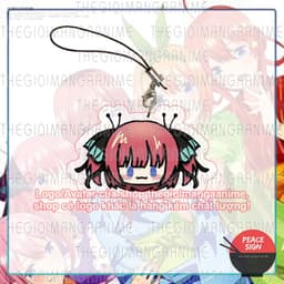 (mua 1 tặng 1) Móc dây treo điện thoại Gotoubun No Hanayome ver MẮT ĐẬU in hình Nhà có 5 nàng dâu anime chibi mica 3