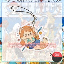 (mua 1 tặng 1) Móc dây treo điện thoại ONE PIECE ver MÈO in hình Đảo hải tặc anime chibi mica acrylic móc khóa 9