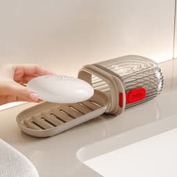 Hộp đựng xà bông du lịch trong suốt bỏ túi LOMO bdo thiết kế nắp đậy chống rỉ nước và khay thoát nước tiện dụng 8