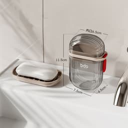 Hộp đựng xà bông du lịch trong suốt bỏ túi LOMO bdo thiết kế nắp đậy chống rỉ nước và khay thoát nước tiện dụng 3