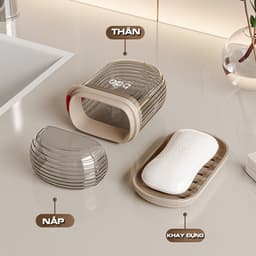 Hộp đựng xà bông du lịch trong suốt bỏ túi LOMO bdo thiết kế nắp đậy chống rỉ nước và khay thoát nước tiện dụng 5