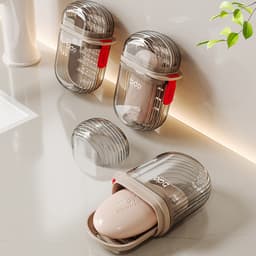 Hộp đựng xà bông du lịch trong suốt bỏ túi LOMO bdo thiết kế nắp đậy chống rỉ nước và khay thoát nước tiện dụng 4