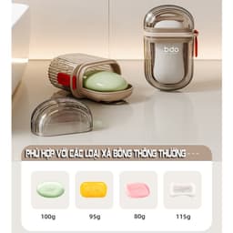 Hộp đựng xà bông du lịch trong suốt bỏ túi LOMO bdo thiết kế nắp đậy chống rỉ nước và khay thoát nước tiện dụng 7