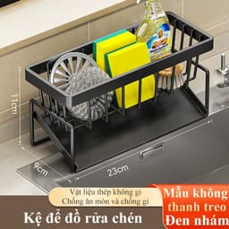 Kệ đựng đồ rửa chén bát, giá để giẻ rửa chén trên bồn có khay hứng nước nghiêng Tiện Lợi 4