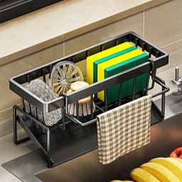 Kệ đựng đồ rửa chén bát, giá để giẻ rửa chén trên bồn có khay hứng nước nghiêng Tiện Lợi 1
