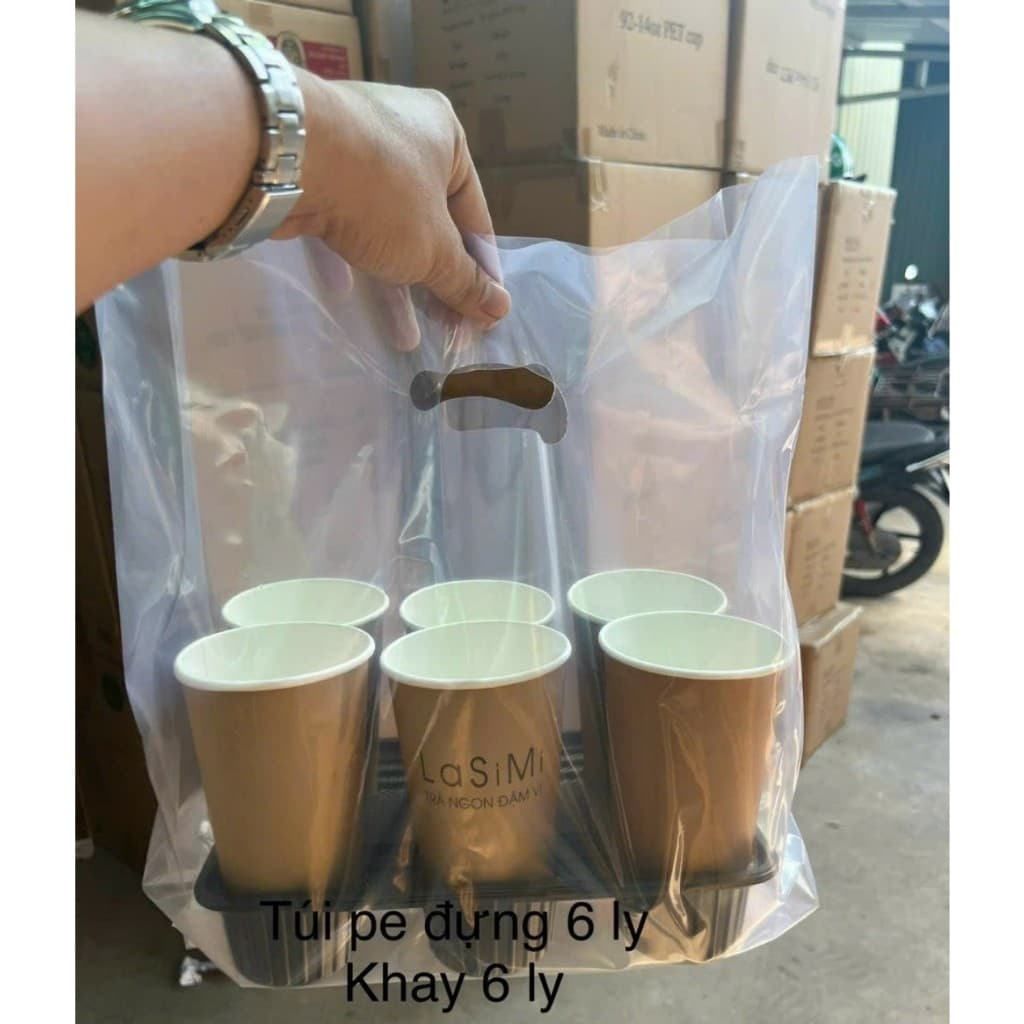 1kg Túi đựng khay ly, túi đựng hộp bánh, túi PE hột xoài dày đựng khay 4 ô, khay 6 ô, túi nilon dày đựng ly