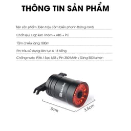 Đèn hậu xe đạp cao cấp, Đèn hậu siêu sáng nháy cảm ứng phanh thông minh khi dừng xe - DH06 6