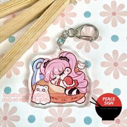 (Mua 1 tặng 1) Móc khoá mica in hình ONE PIECE ver NGỦ NGON hình in 2 mặt 8