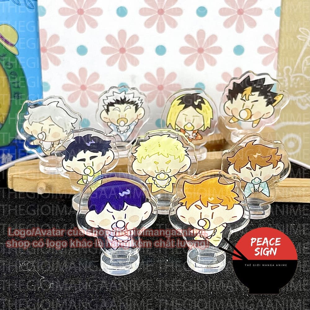 (mua 1 tặng 1) (3cm) Standee mini HAIKYUU!! ver NGẬM NÚM Vua Bóng Chuyền tượng chibi mica acrylic anime trang trí
