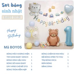 Set bóng trang trí sinh nhật chủ đề mèo tone màu pastel kèm in ảnh chibi cho bé trai và bé gái BOY05 Babuu Decor 4