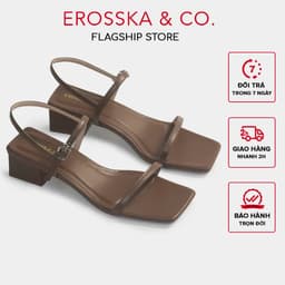 Erosska - Giày sandal cao gót nữ hở mũi quai mảnh gót vuông màu nâu cao 4cm - EM079 1