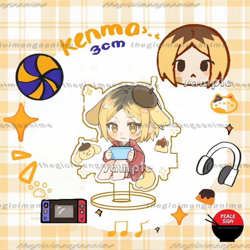 (mua 1 tặng 1) Mô hình 3cm móc khóa standee KENMA HAIKYUU!! Vua bóng chuyền in hình anime chibi mica trong acrylic