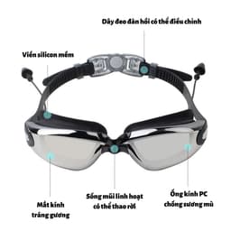 Kính bơi tráng gương trẻ em người lớn Tặng Hộp cao cấp cận thị mũ bơi silicon nam nữ đi biển mùa hè 2