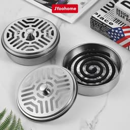 Hộp đựng nhang muỗi JYoohome bằng thép không gỉ 15cm, Khay đựng hương muỗi có nắp đậy an toàn 1