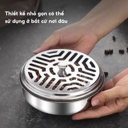 Hộp đựng nhang muỗi JYoohome bằng thép không gỉ 15cm, Khay đựng hương muỗi có nắp đậy an toàn 3
