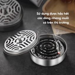 Hộp đựng nhang muỗi JYoohome bằng thép không gỉ 15cm, Khay đựng hương muỗi có nắp đậy an toàn 4