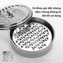 Hộp đựng nhang muỗi JYoohome bằng thép không gỉ 15cm, Khay đựng hương muỗi có nắp đậy an toàn 5