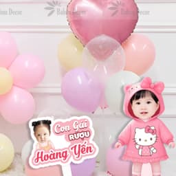 Set bóng trang trí sinh nhật chủ đề mèo Hello kitty màu hồng cho bé gái KIT13 Babuu Decor 5