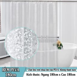 Rèm Phòng Tắm Trắng trong họa tiết 3D (180cm X 180cm) PEVA (Ảnh + Video thật ) 1