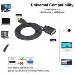 Cáp HDMI to VGA dài 1.8 mét – Hỗ trợ 1080P Full HD – Cắm là nhận 2