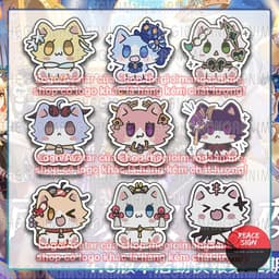 (mua 1 tặng 1) (3cm) Mô hình standee GENSHIN IMPACT ver MÈO NGỒI tượng game chibi mica anime trang trí xinh xắn 1