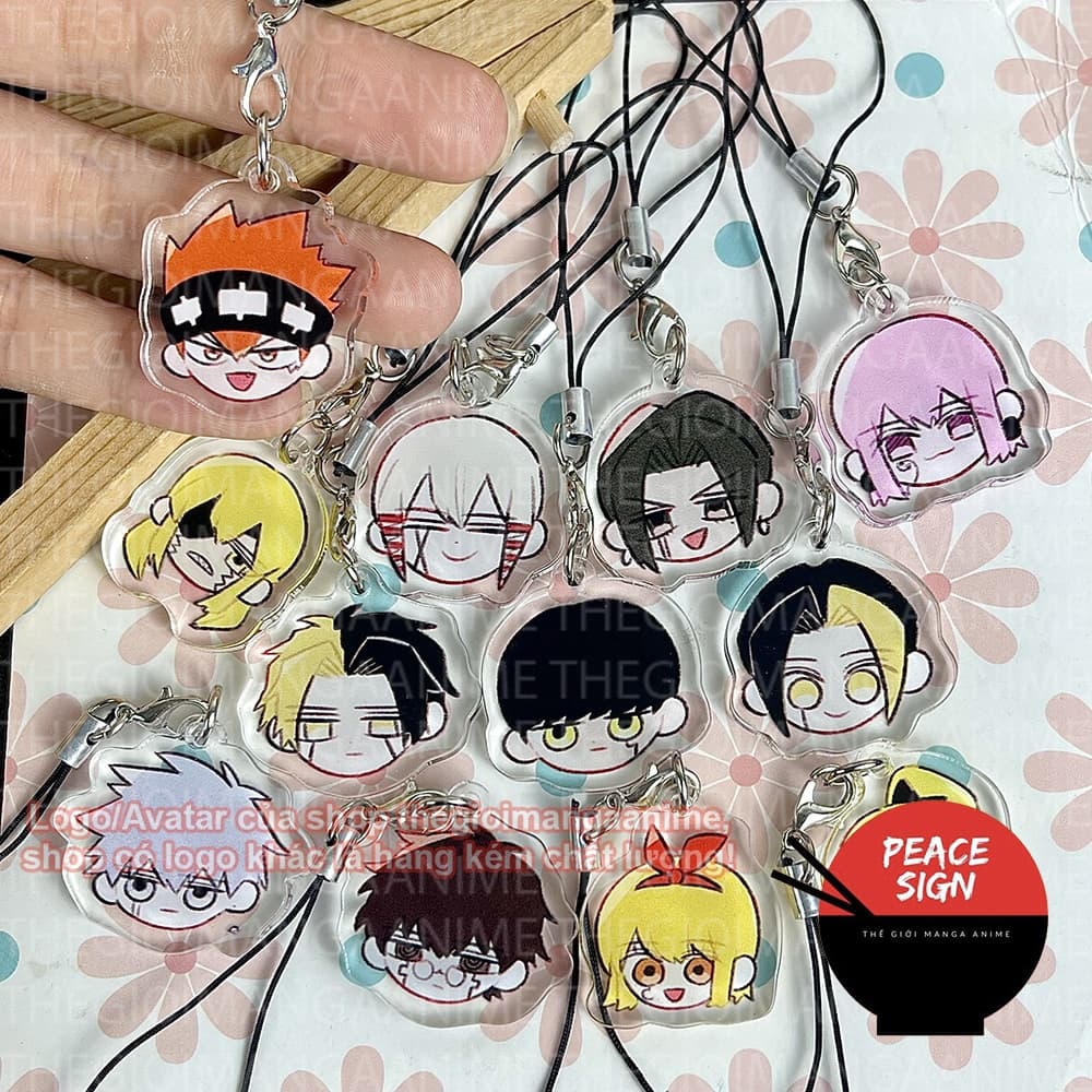 (mua 1 tặng 1) (ĐẦU CHIBI) Móc dây treo điện thoại MASHLE: MAGIC AND MUSCLES in hình Cơ bắp và phép thuật anime mica