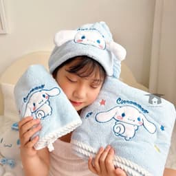 sét 2 Khăn Tắm Mềm Mại Thấm Hút Tốt In Hình Cinnamoroll Kuromi My Melody Purin Dog Cho bé yêu 6