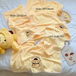 sét 2 Khăn Tắm Mềm Mại Thấm Hút Tốt In Hình Cinnamoroll Kuromi My Melody Purin Dog Cho bé yêu 7