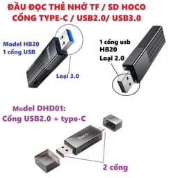 Đầu Đọc Thẻ 2in1 Hoco HB45 Usb/Type-C (3.0)/ (2.0). Đầu Đọc Thẻ Nhớ Hoco HB20 2.0 Chính Hãng 9