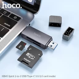 Đầu Đọc Thẻ 2in1 Hoco HB45 Usb/Type-C (3.0)/ (2.0). Đầu Đọc Thẻ Nhớ Hoco HB20 2.0 Chính Hãng 1