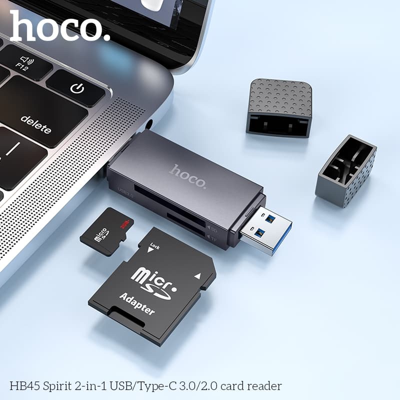 Đầu Đọc Thẻ 2in1 Hoco HB45 Usb/Type-C (3.0)/ (2.0). Đầu Đọc Thẻ Nhớ Hoco HB20 2.0 Chính Hãng