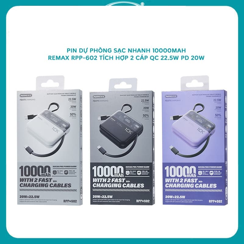 Pin Dự Phòng Sạc Nhanh 22.5W REMAX RPP-603 20.000mah/ RPP-602 10.000mah. LKP