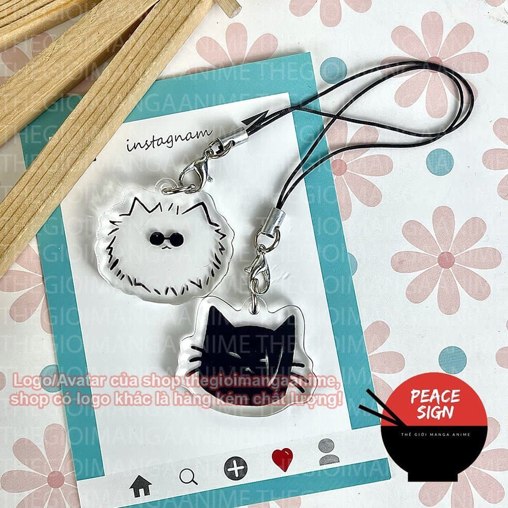 (mua 1 tặng 1) (CAT) Móc dây treo điện thoại GOJO GETO JUJUTSU KAISEN hình in 2 mặt