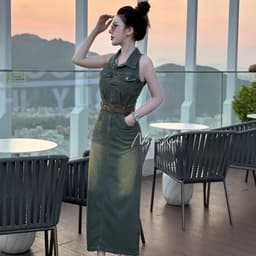 Váy jeans sát nách màu độc lạ cực sang, đầm bò hot hit 2024 có bigsize 2