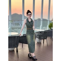 Váy jeans sát nách màu độc lạ cực sang, đầm bò hot hit 2024 có bigsize 6