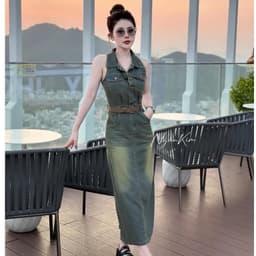 Váy jeans sát nách màu độc lạ cực sang, đầm bò hot hit 2024 có bigsize 5
