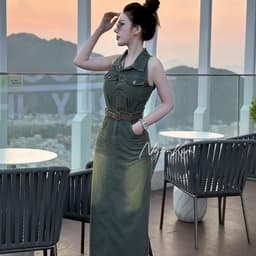 Váy jeans sát nách màu độc lạ cực sang, đầm bò hot hit 2024 có bigsize 3