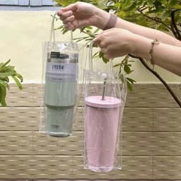 GÍA SỈ] Túi Trong Suốt Đựng Ly Bình Giữ Nhiệt, Túi Nhựa Dẻo Đựng Cốc Sang Trọng Tiện Lợi 2