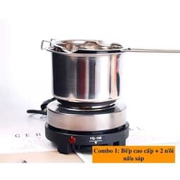 Bộ dụng cụ nấu nến, Bộ dụng cụ làm sáp thơm và nến thơm, nồi inox nấu sáp, ca nấu sáp, bếp điện nấu 2