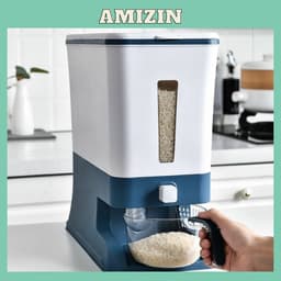 Hộp đựng gạo - Thùng đựng gạo tiện ích 10kg Hokori Việt Nhật 5338. Có cốc đong gạo. Nút bấm lấy gạo tự động. 2