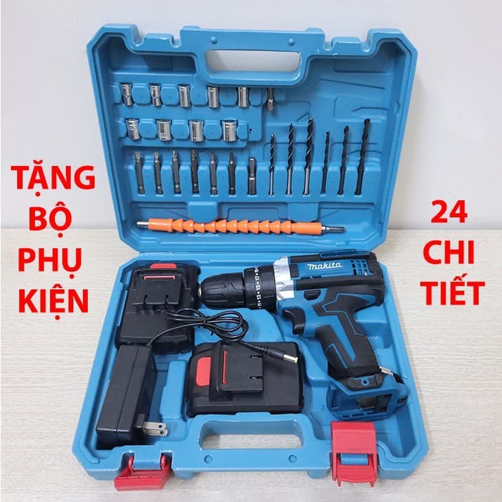 Máy khoan 2 Pin Makita 36v/ Dewalt 36v,48v/ HITACHI 36V kèm phụ kiện 24 món, Máy bắn vít 3 chức năng. LKP