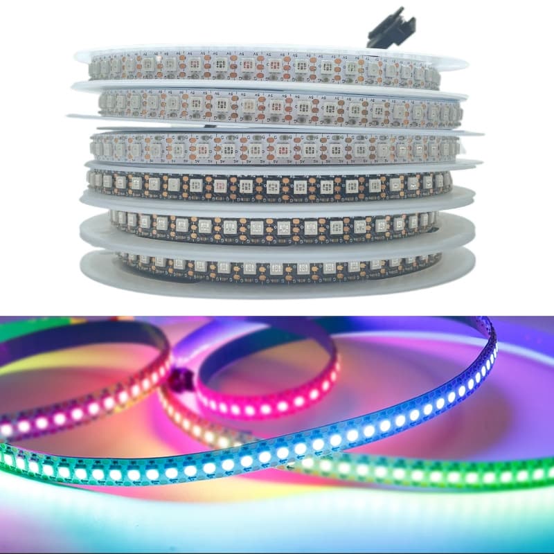 ĐÈN LED FULL MÀU 160LED 144LED ARGB NEOPIXEL WS2812B 5V BỀ RỘNG 5MM 7.5MM DÂY 1 MÉT